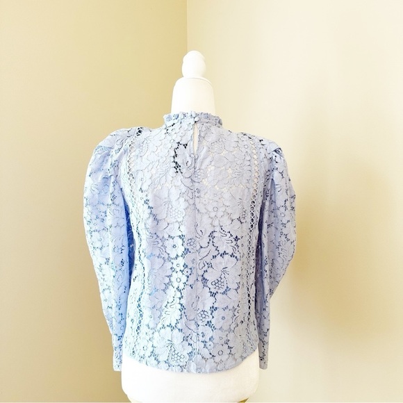 Express Puff Sleeve Lace Pale Blue Top NWT - XS - Picture 4 of 16